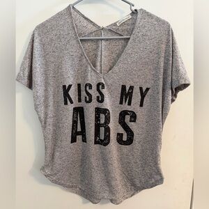 NWOT Gray V-Neck Graphic Tee - Size Medium